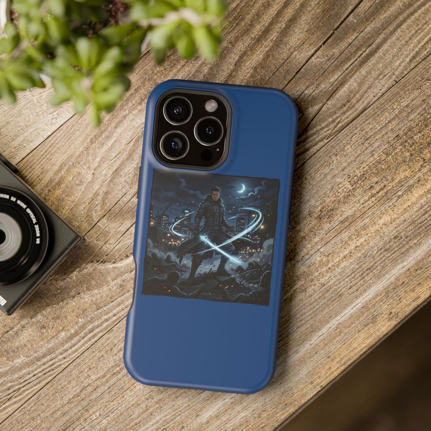 Magnetic Impact-Resistant Phone Case — Night Warrior Sci‑Fi Design