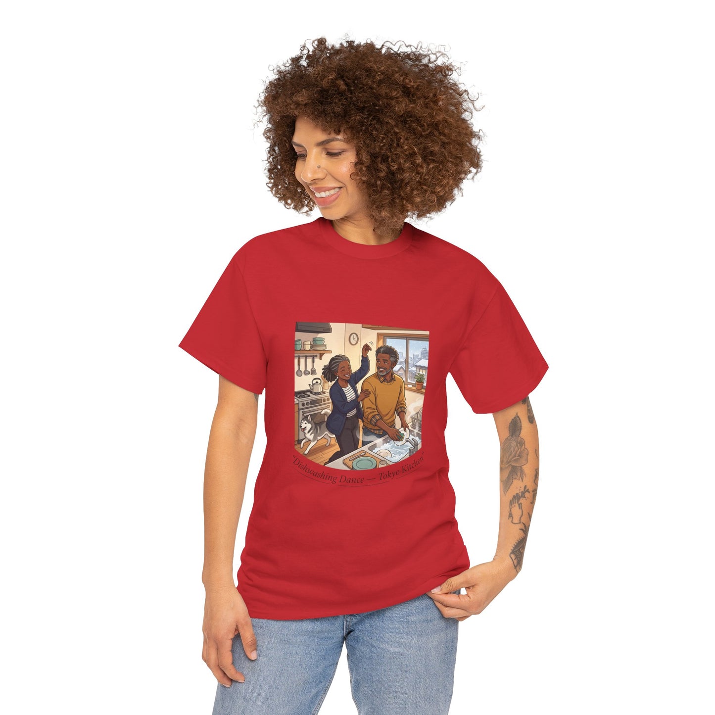Dishwashing Dance Tee — Couple Kitchen Graphic T-Shirt