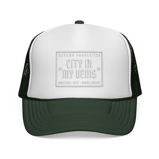 City In My Veins Trucker Cap - Vintage Neon Style Mesh Hat