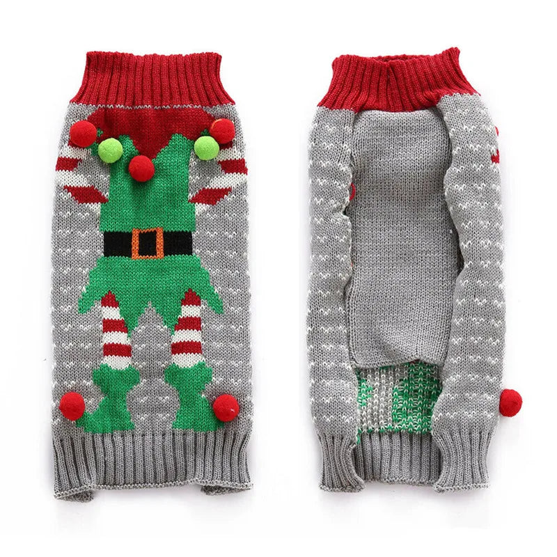 Christmas Dog Sweater Cute Cartoon Reindeer Xmas Pet Costume Puppy Cat Warm Clothes For Small Dogs Chihuahua Pug Winter Clothing