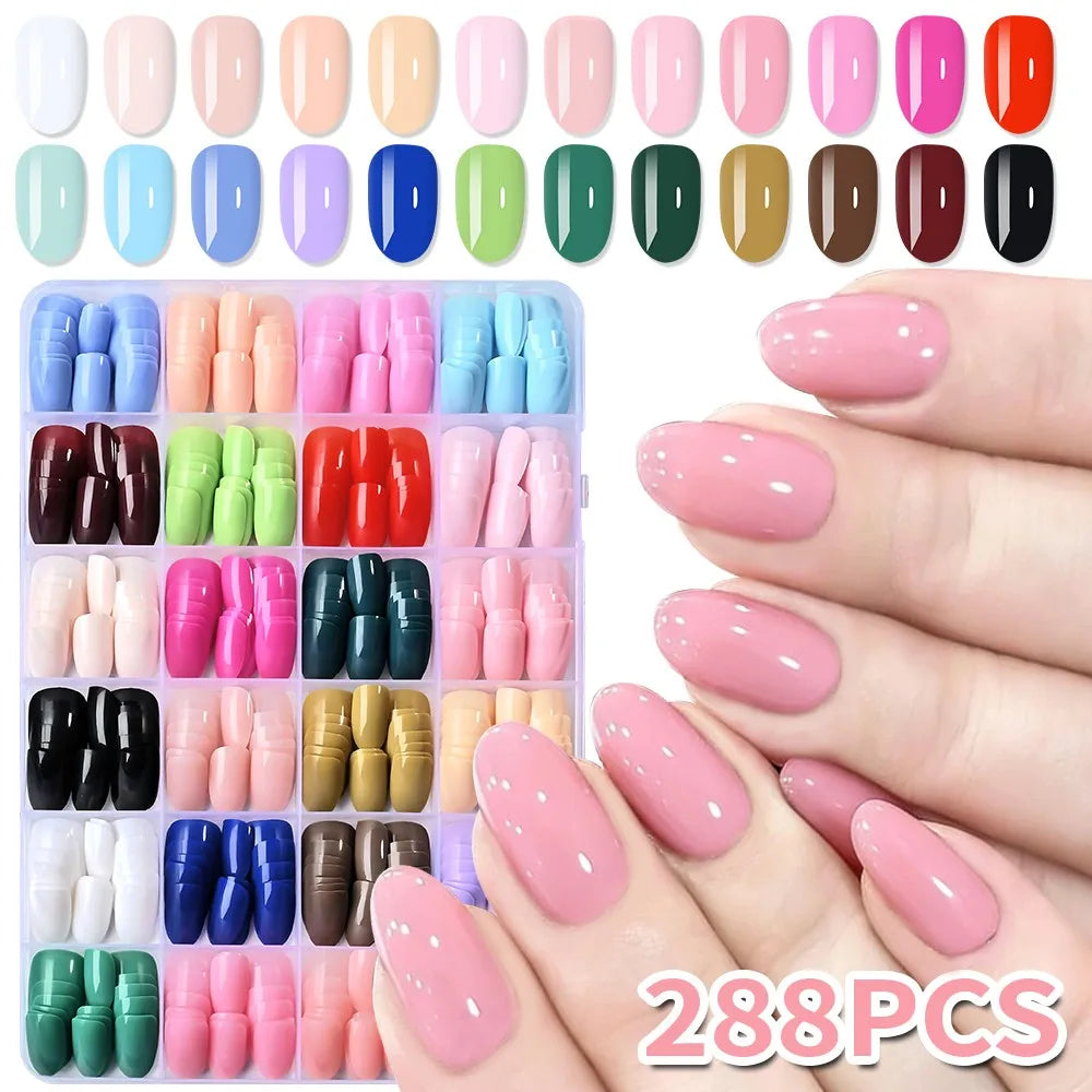 Nude Pink Almond French Press On Nails — 150/360pcs