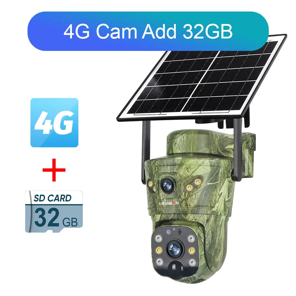 LS VISION 4K Dual Screen 4G Solar Hunting Camera Outdoor WiFi PTZ Human/Animal Detection 2-Way Talk Waterproof Security Cameras