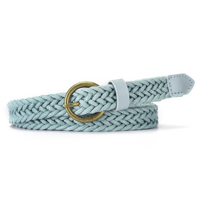 1.8x105cm Fashion Woven Thin Belt Vintage Jeans Dress Accessories Simple Pin Buckle Waistband for Women