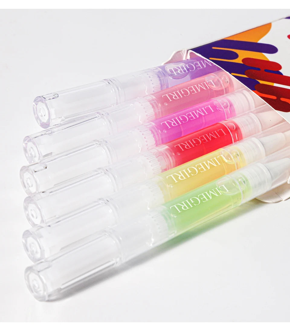 LIMEGIRL 6PCS Nail Care Nutritional Cuticle Oil Pen Gift Box Set for Nail Polish Nutrition Oil Dead Skin Crack Care Nail Set