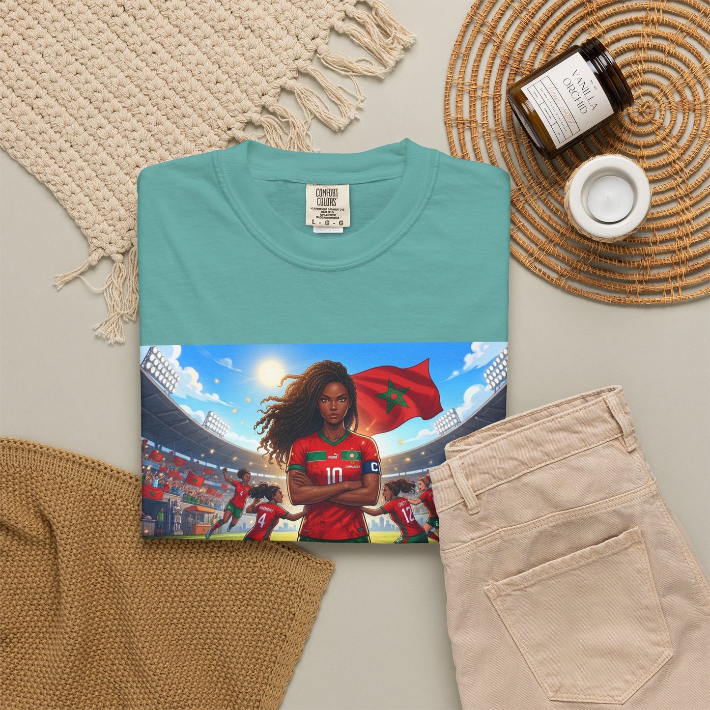Morocco Soccer Champion Graphic T-Shirt — Inspiring Women’s Football Stadium Design