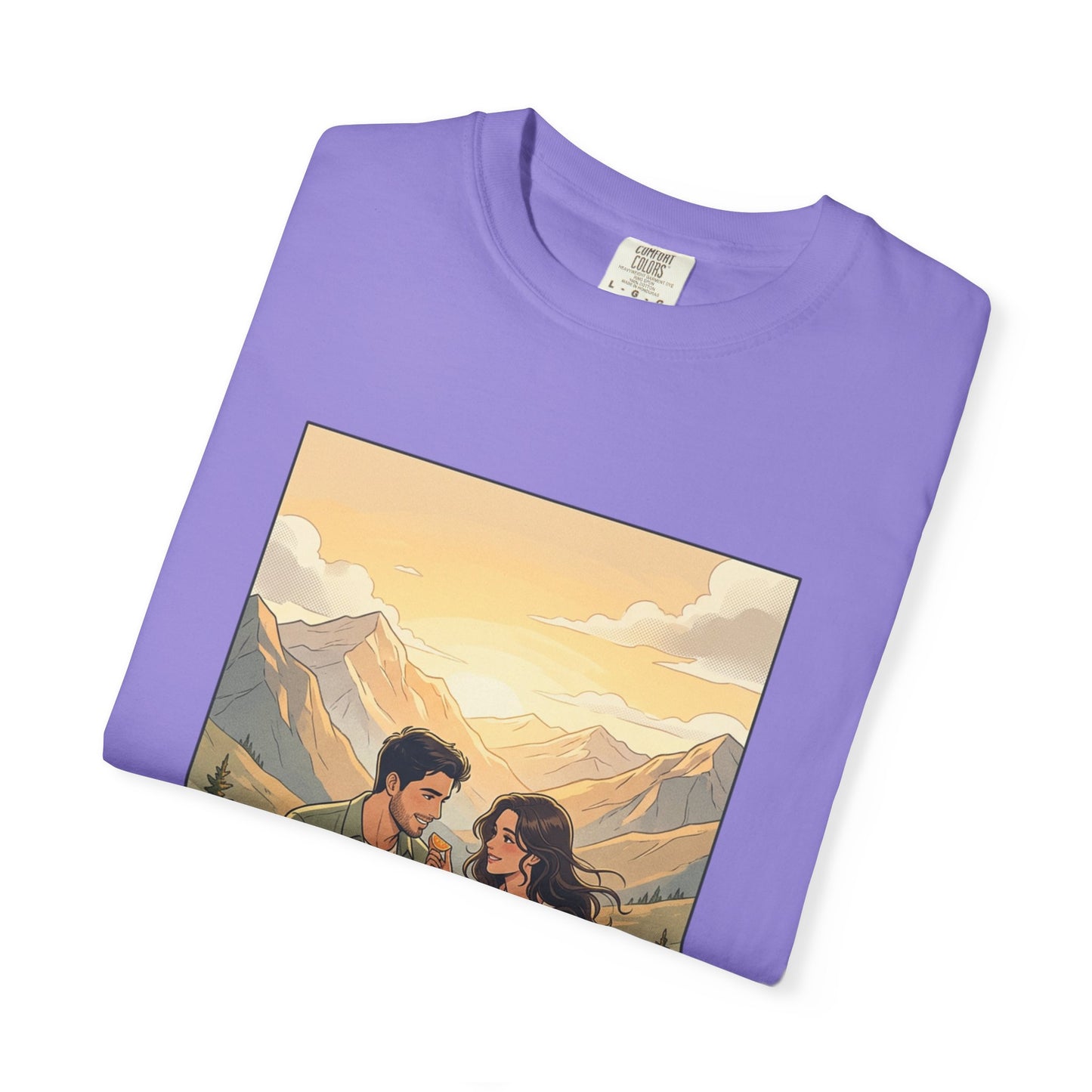 Couples Mountain Picnic T-Shirt — 'Opening Up' Scenic Graphic Tee