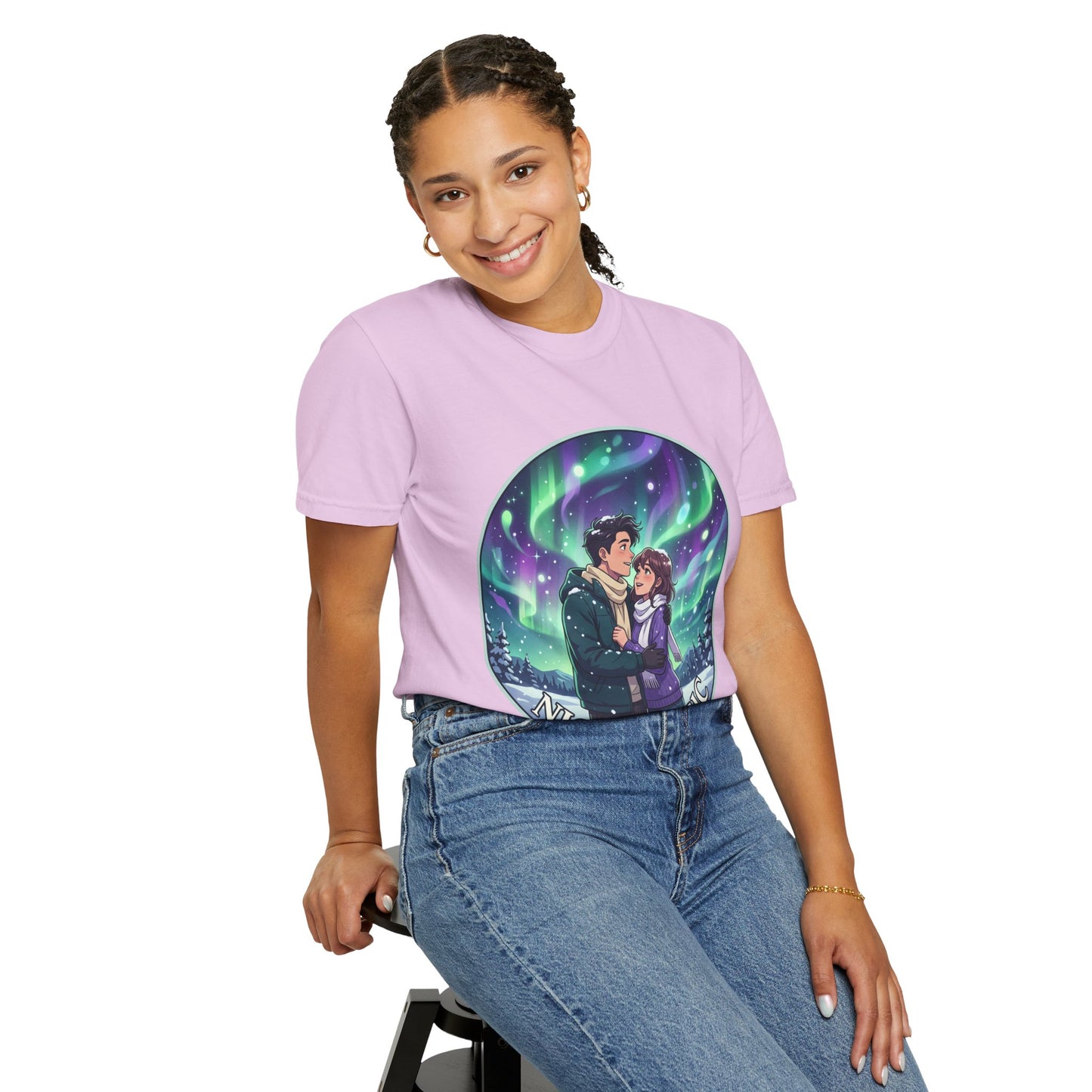 Night Magic T-Shirt — Northern Lights Couple Illustration