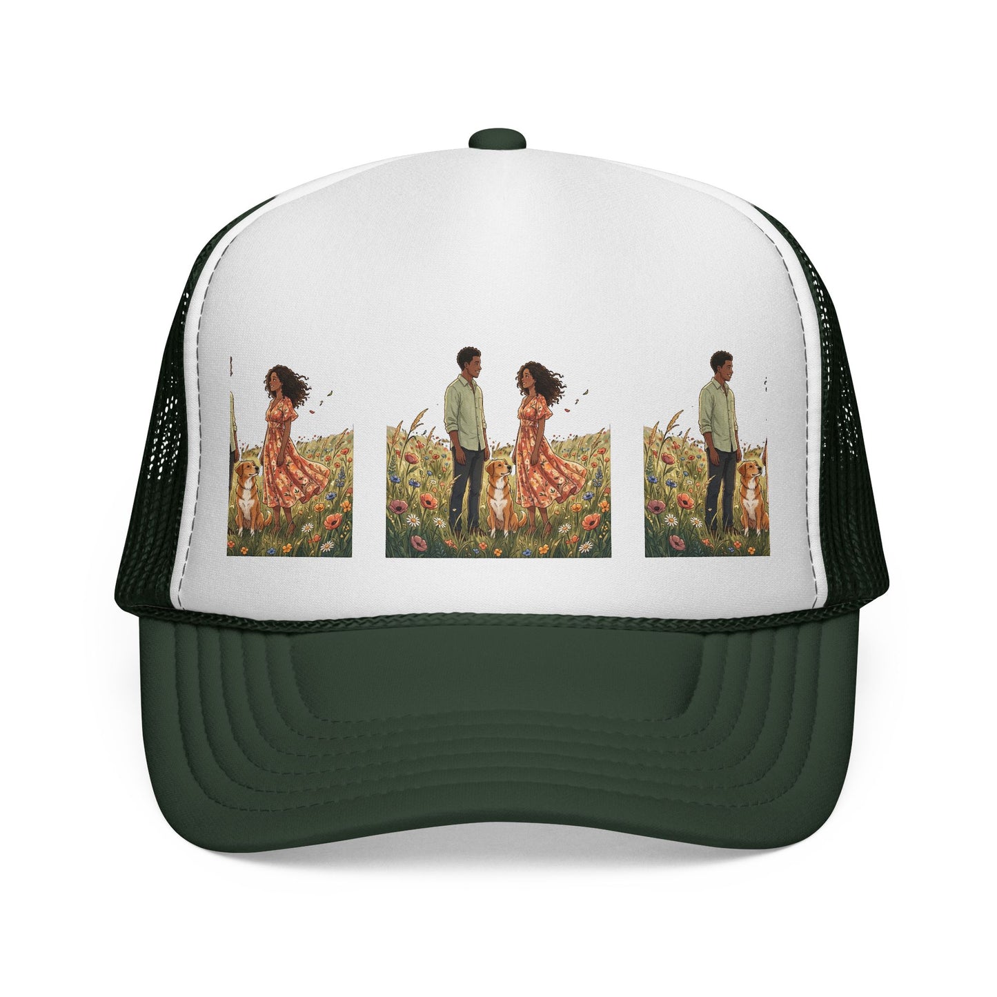 Trucker Cap — Boho Couple Meadow Illustration Hat
