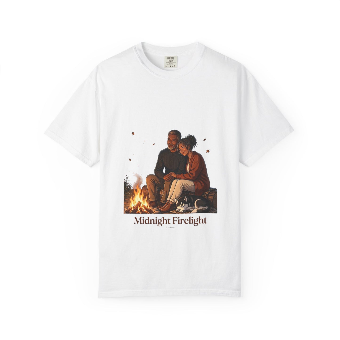 Midnight Firelight T-Shirt — Cozy Couple Campfire Graphic Tee