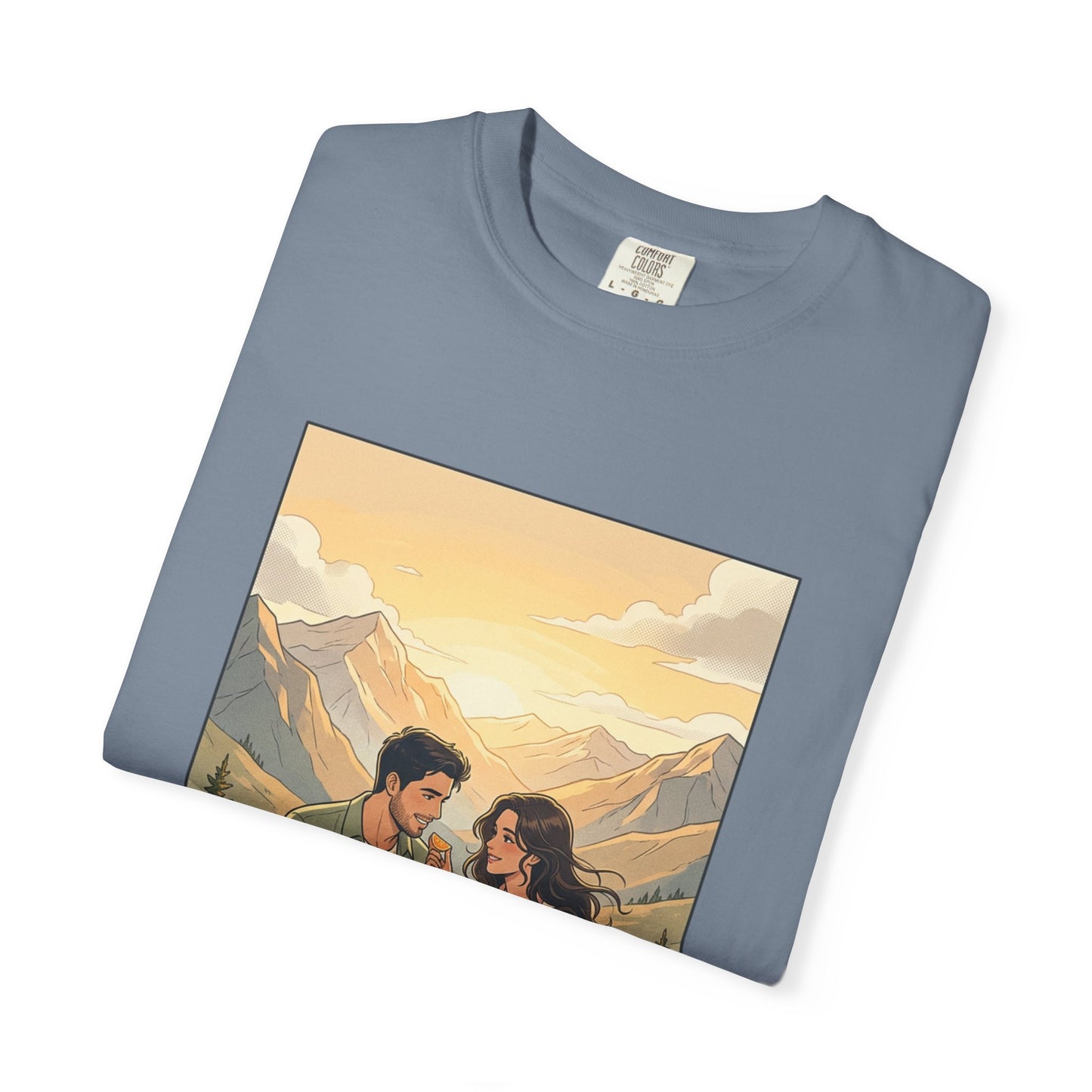 Couples Mountain Picnic T-Shirt — 'Opening Up' Scenic Graphic Tee