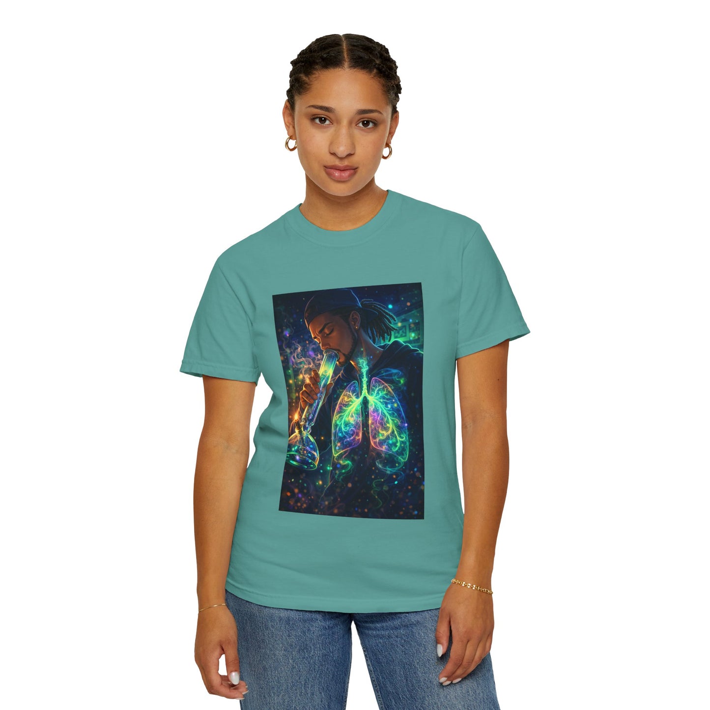 Cosmic Lungs T-Shirt — Neon Anatomical Art Tee
