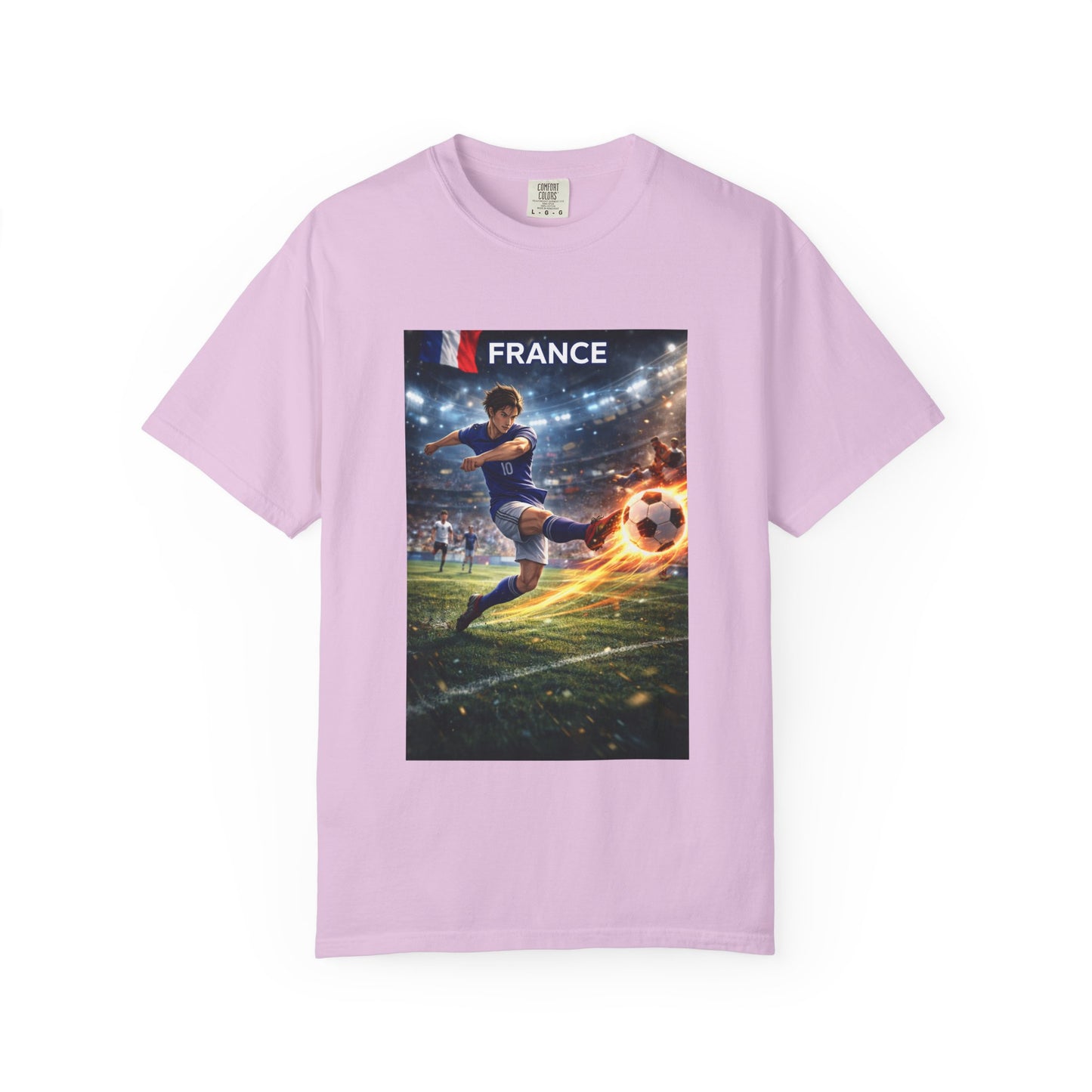 France Soccer Player Graphic T-Shirt — Football Kick Stadium Design