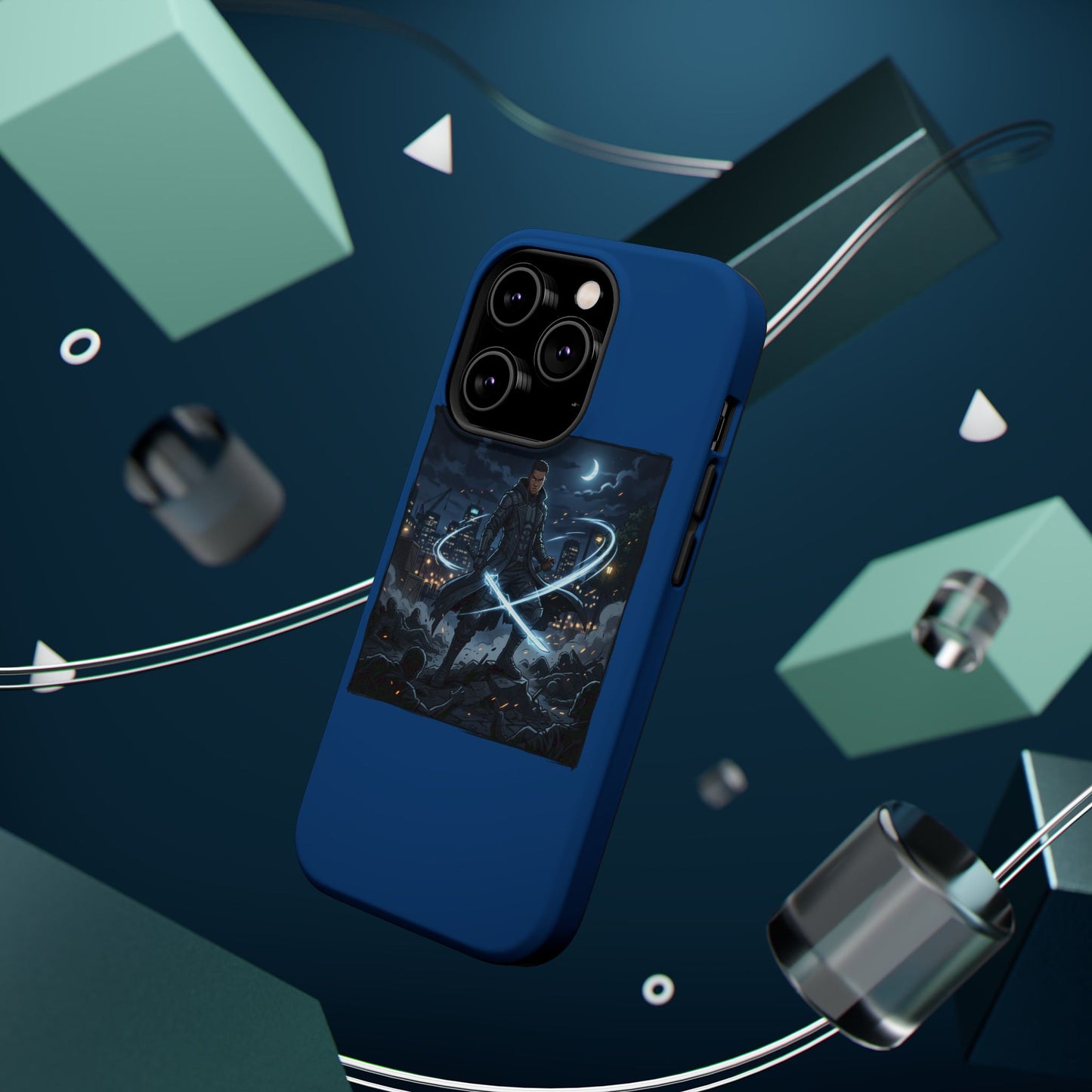 Magnetic Impact-Resistant Phone Case — Night Warrior Sci‑Fi Design