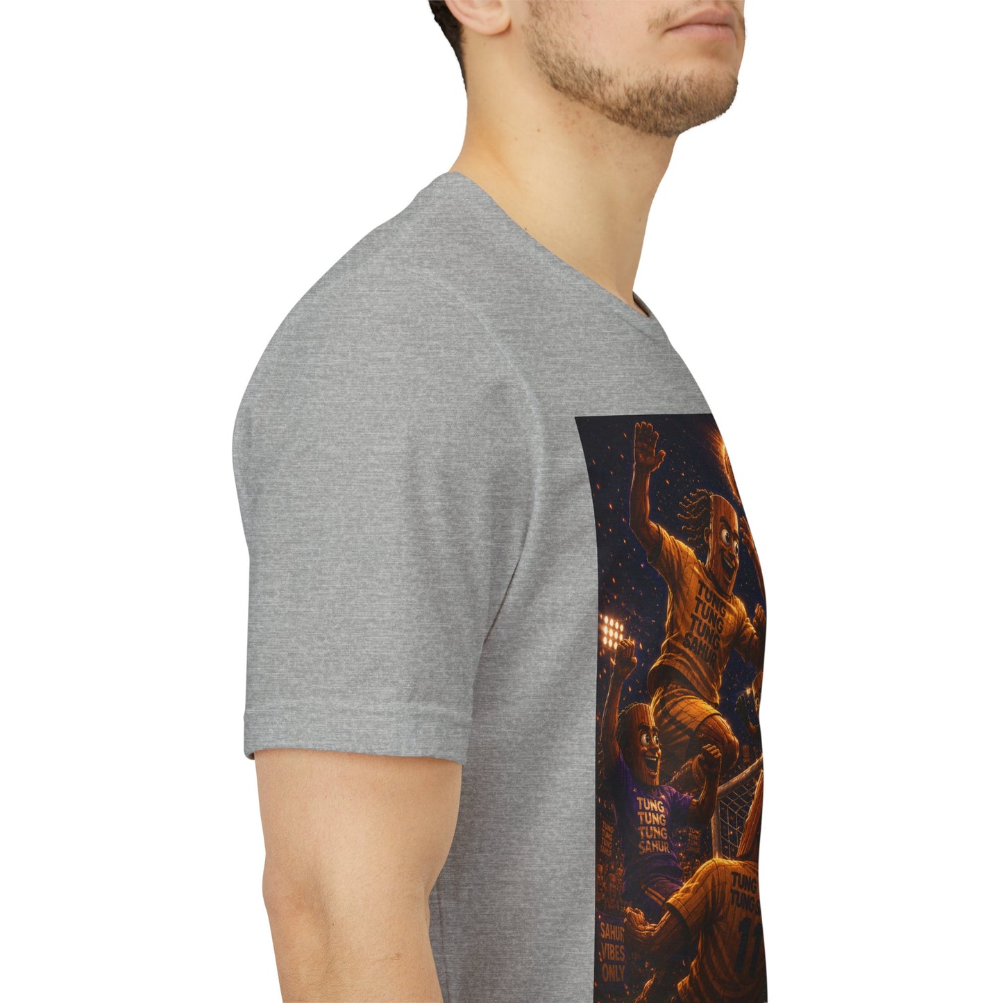 Tung Tung Tung Sahur Header Goal Soccer Action Graphic Tee — Team Court Night Design