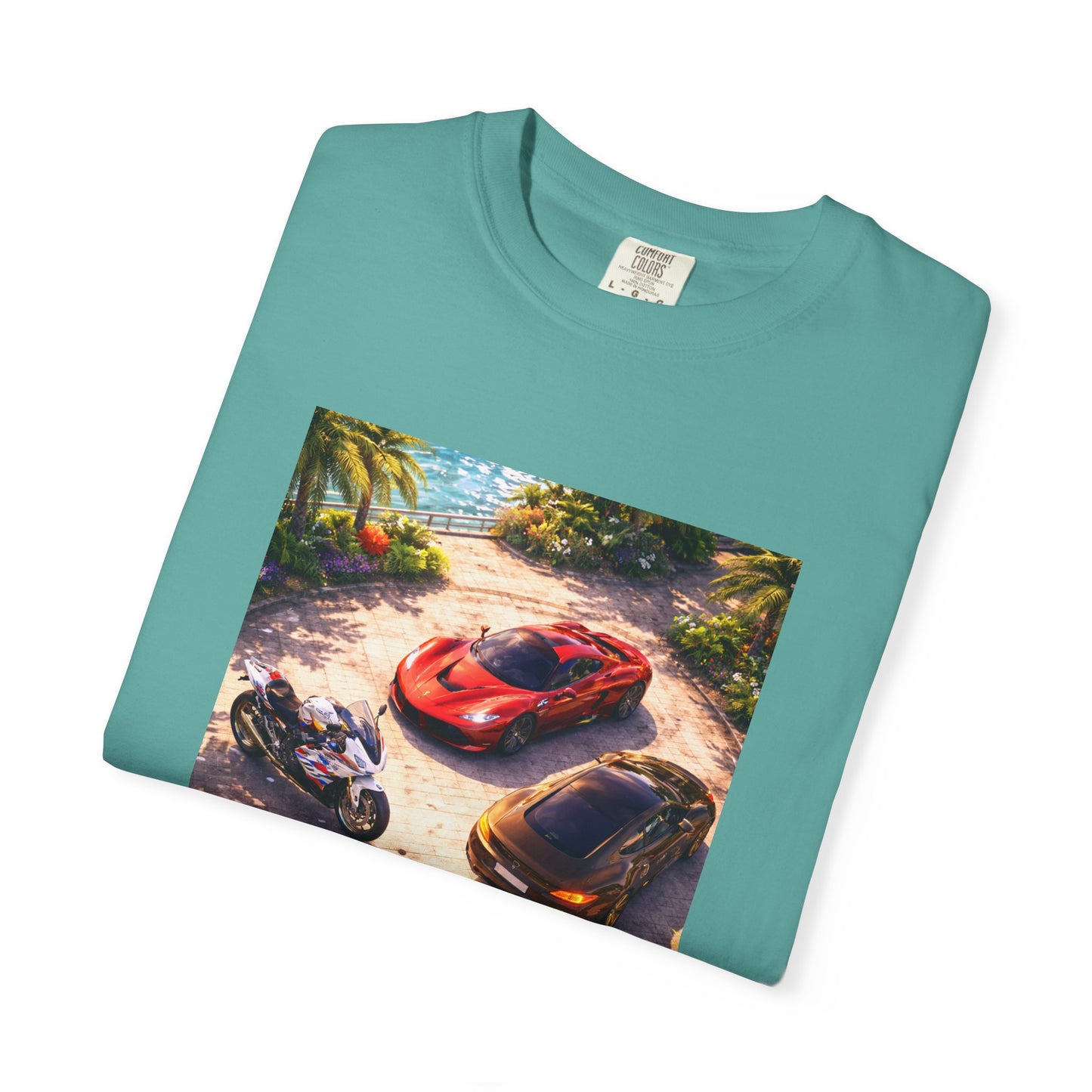 MULTI-VEHICLE - T-Shirt — Tropical Sports Cars & Motorbikes Print