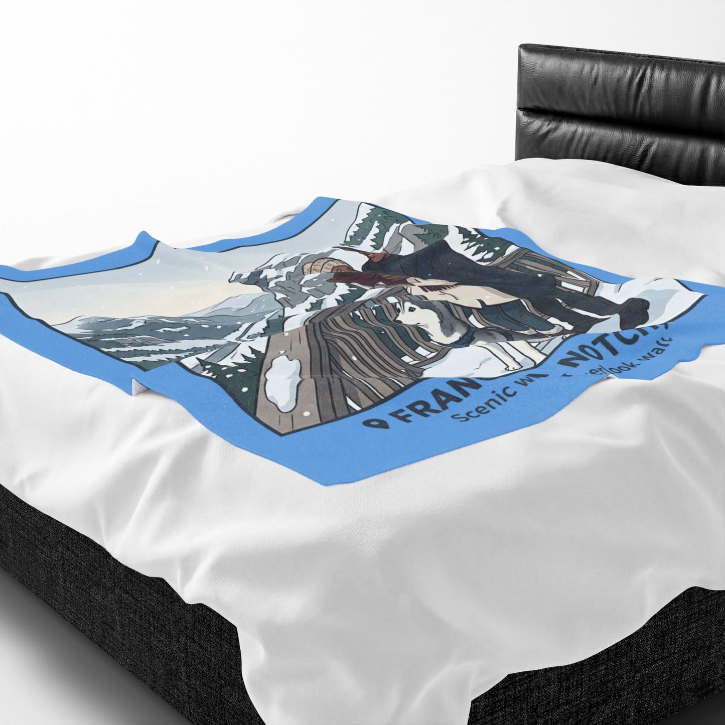 Franconia Notch NH Scenic Winter Plush Blanket — Couples & Husky Snowview Throw