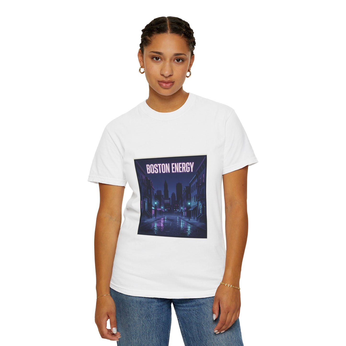 Boston Energy T-Shirt — Neon Cityscape Graphic Tee