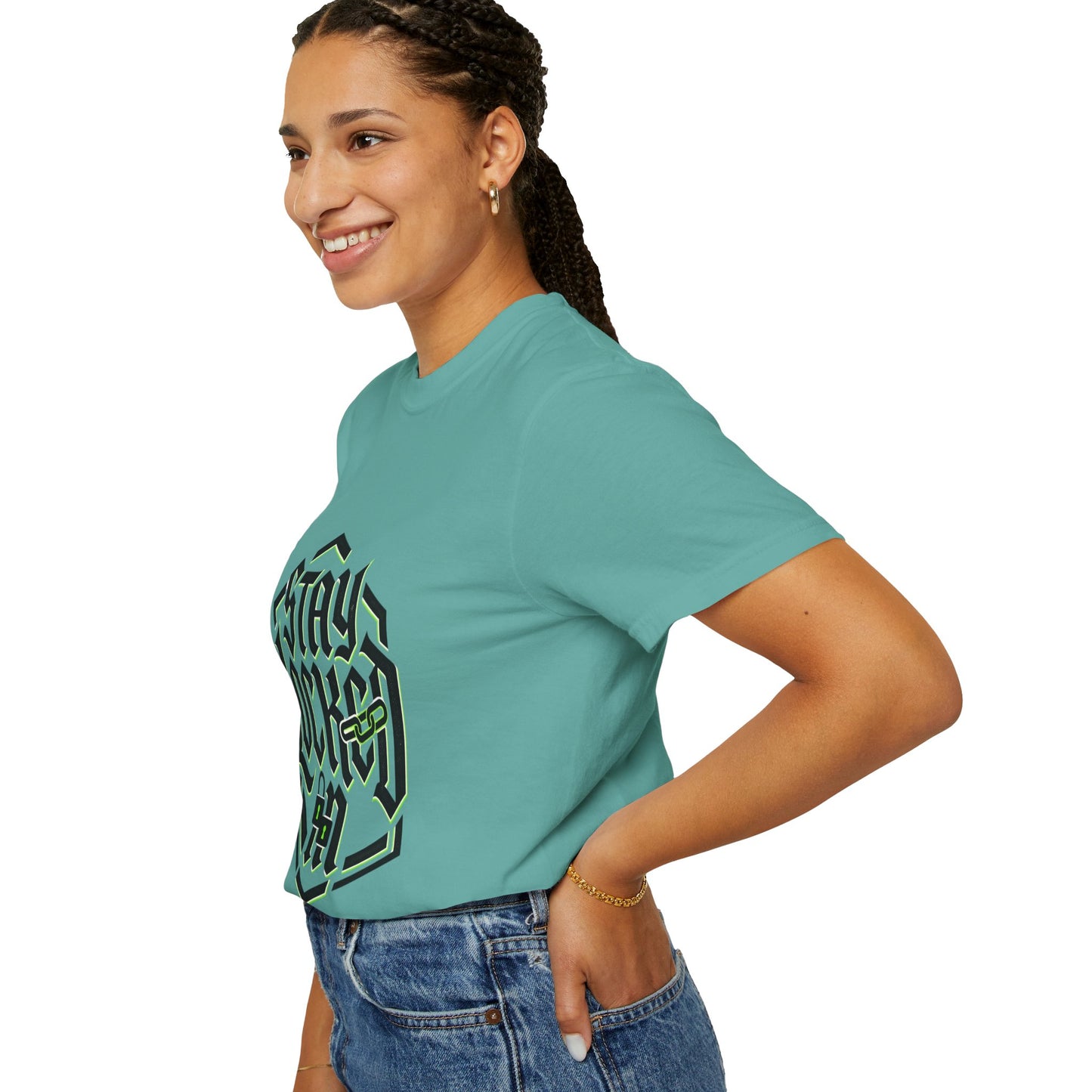 Stay Locked In T-Shirt — Bold Gothic Logo Tee