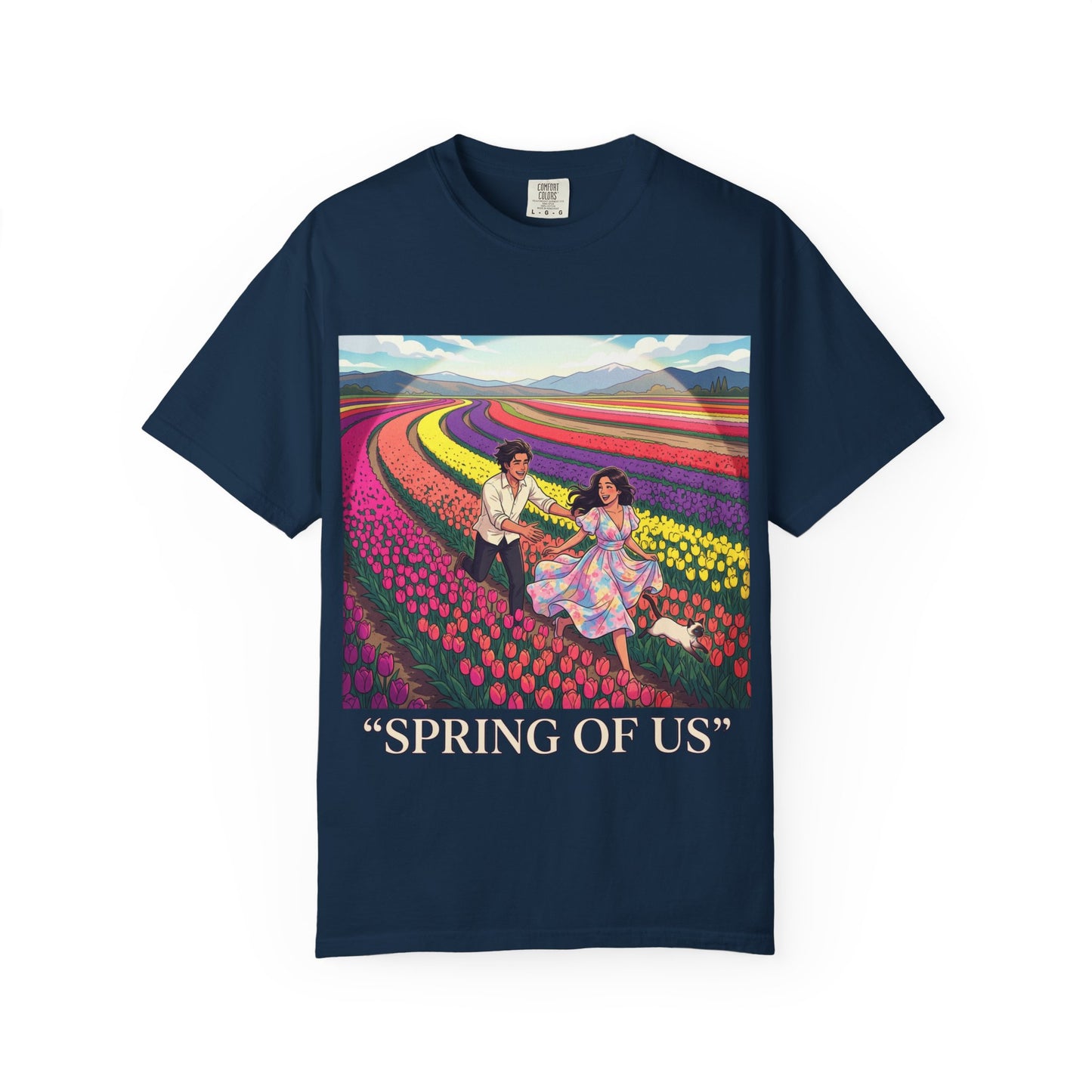 Spring of Us T-Shirt — Floral Field Vintage Couple Graphic Tee