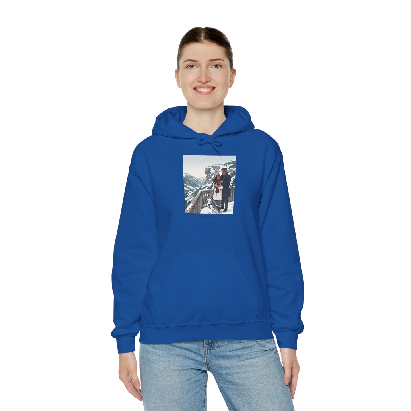 Winter Couple Photo Hoodie — Vintage Alps Travel Graphic Sweatshirt