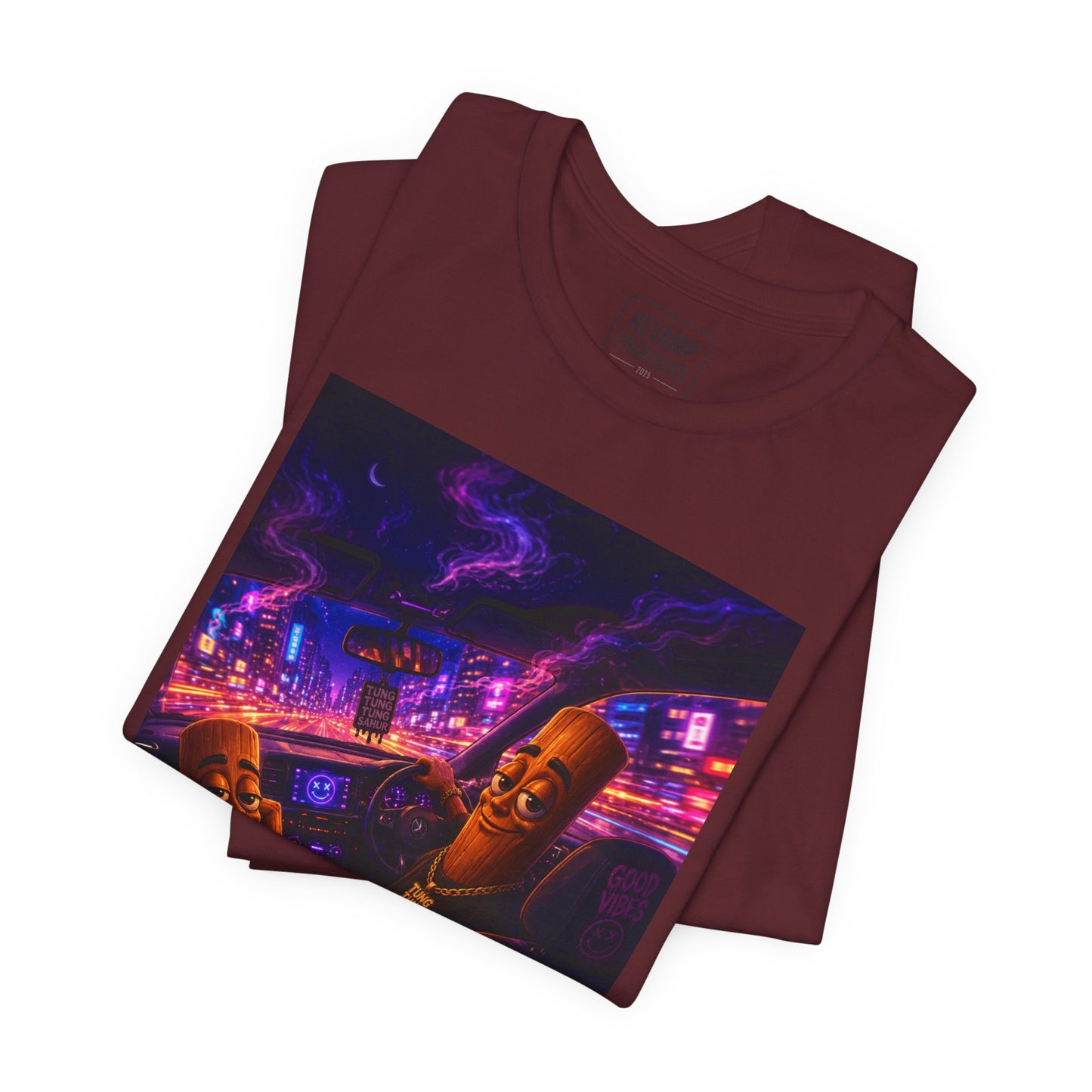Tung Tung Tung Sahur Who Ride Like Us T-Shirt — Night Cruise Vaporwave Graphic Tee