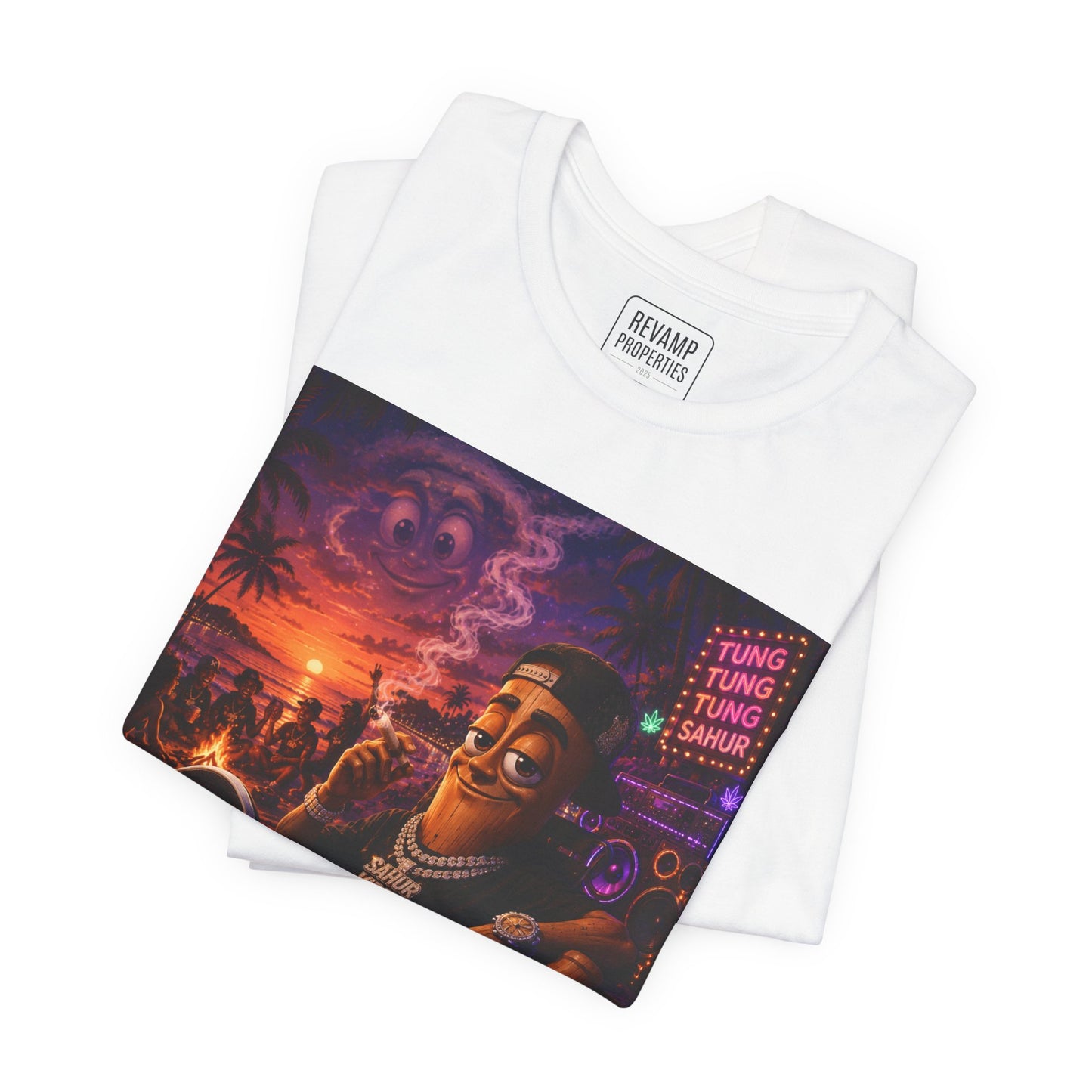 Tung Tung Tung Sahur Laid-Back Nightlife Graphic Tee — "Things Take Time" Urban Cartoon Design