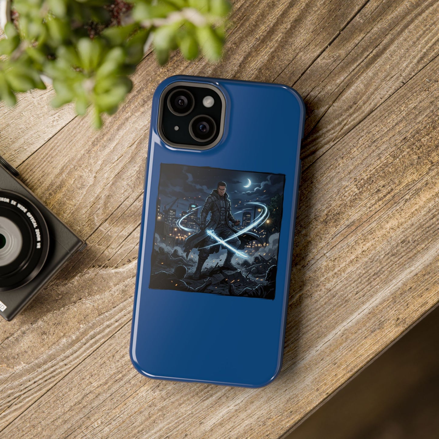 Magnetic Impact-Resistant Phone Case — Night Warrior Sci‑Fi Design