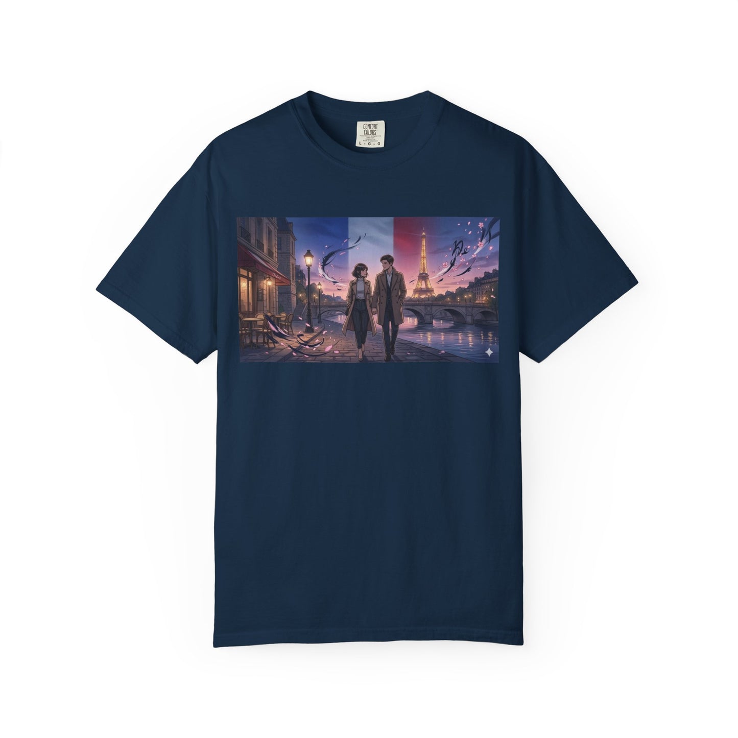 T-Shirt — Romantic City Night Stroll Illustration