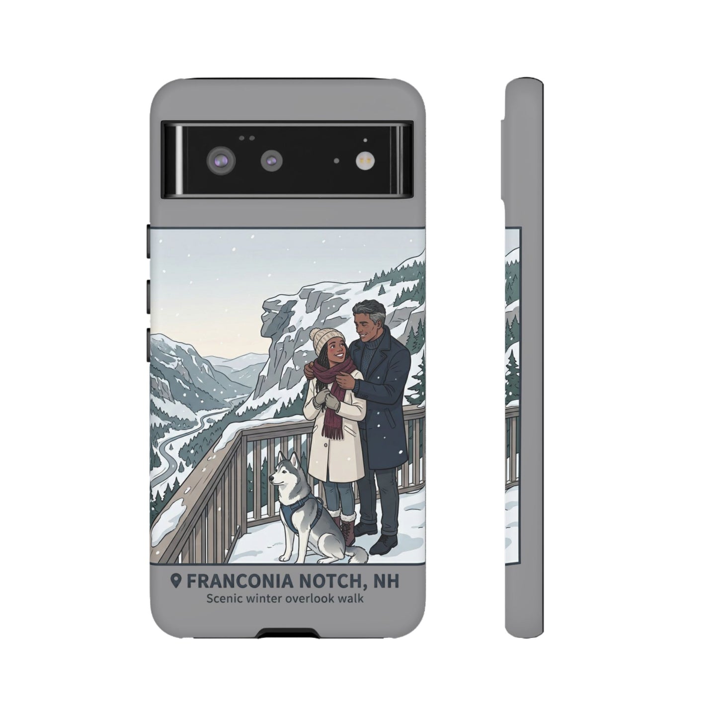 Winter Scenic Phone Case — Franconia Notch NH Couples & Husky Design