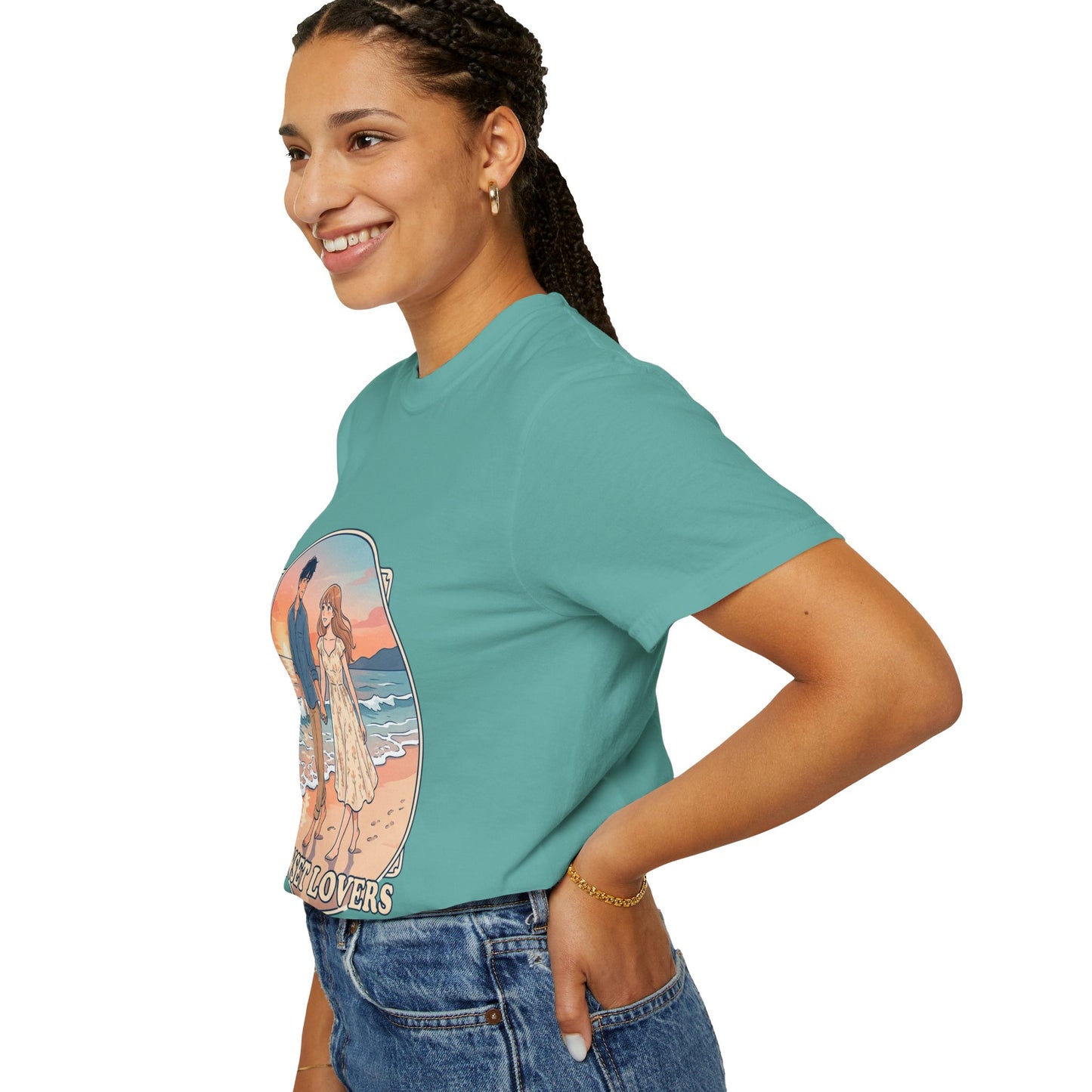 Sunset Lovers Beach T-Shirt — Romantic Couple Graphic Tee