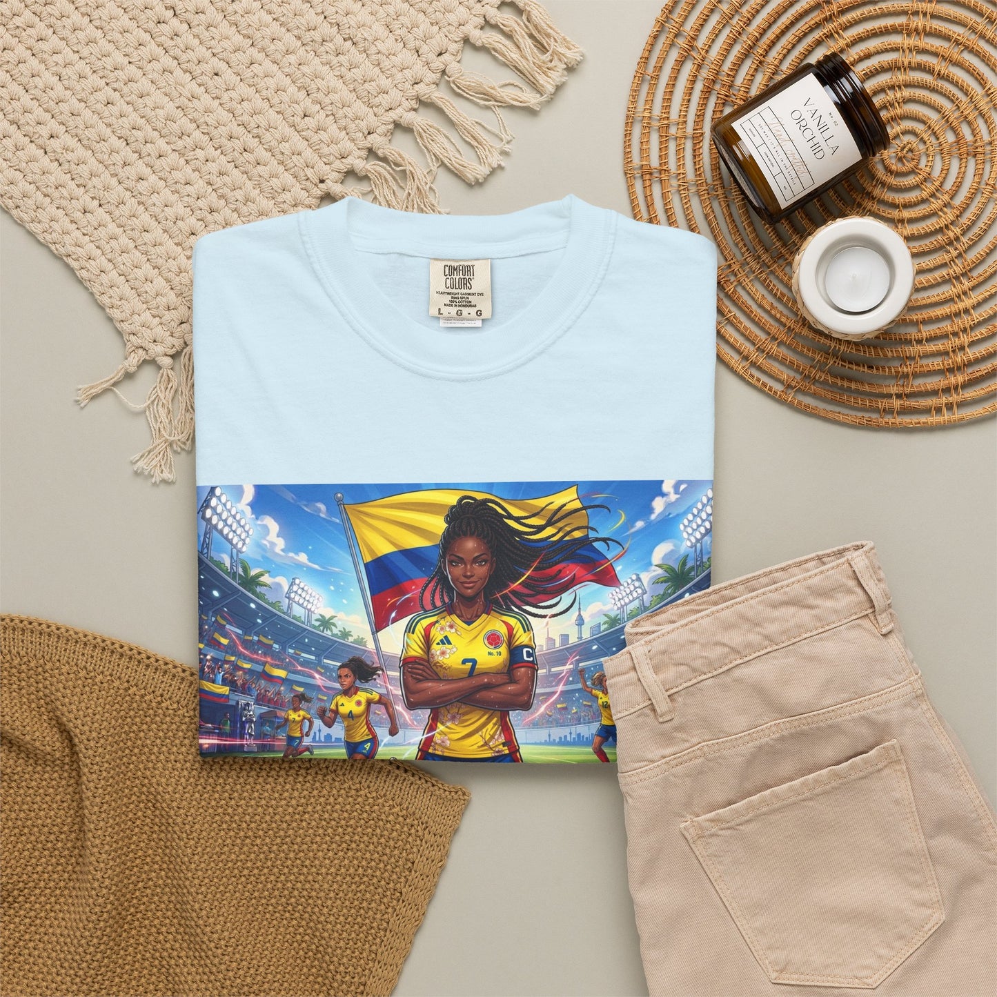 Soccer Champion Graphic T-Shirt — Woman Goalkeeper Stadium Art