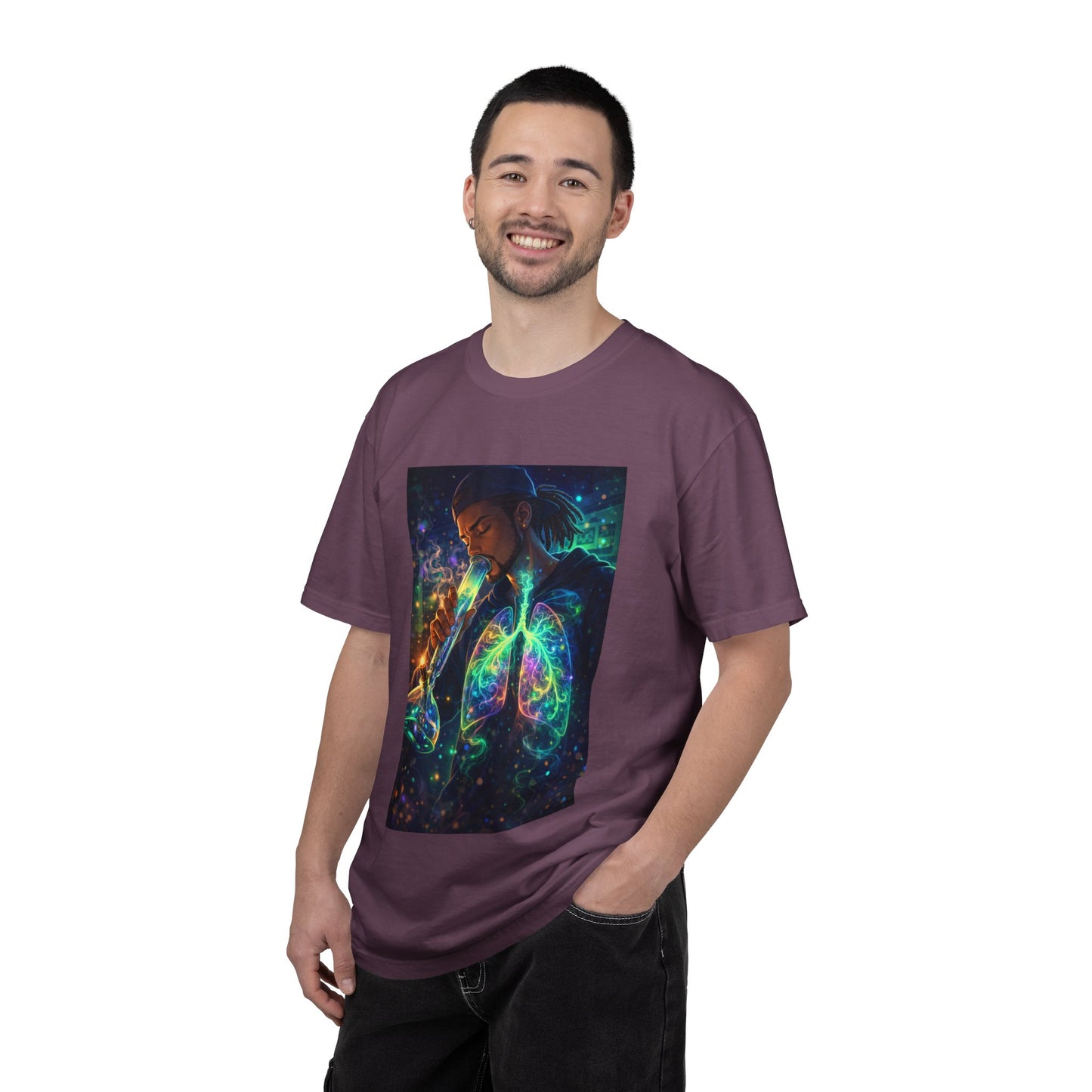 Cosmic Lungs T-Shirt — Neon Anatomical Art Tee