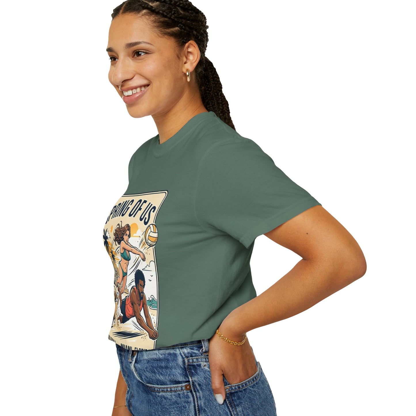 Spring of Us Beach Volleyball T-Shirt — Miami, Florida Retro Sun & Palm Tee
