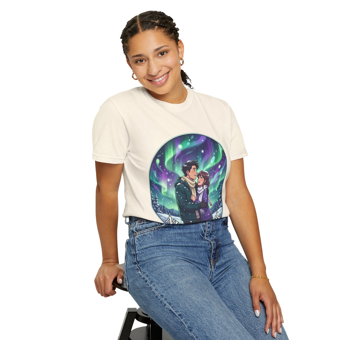 Night Magic T-Shirt — Northern Lights Couple Illustration