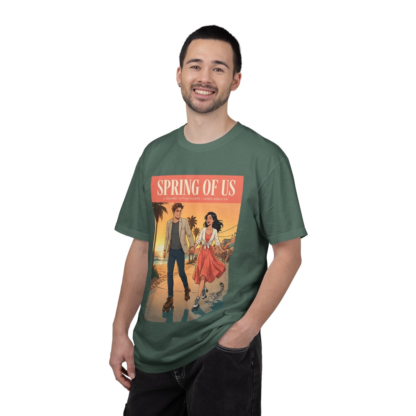Spring of Us T-Shirt — Vintage Romantic Beach Couple Graphic Tee