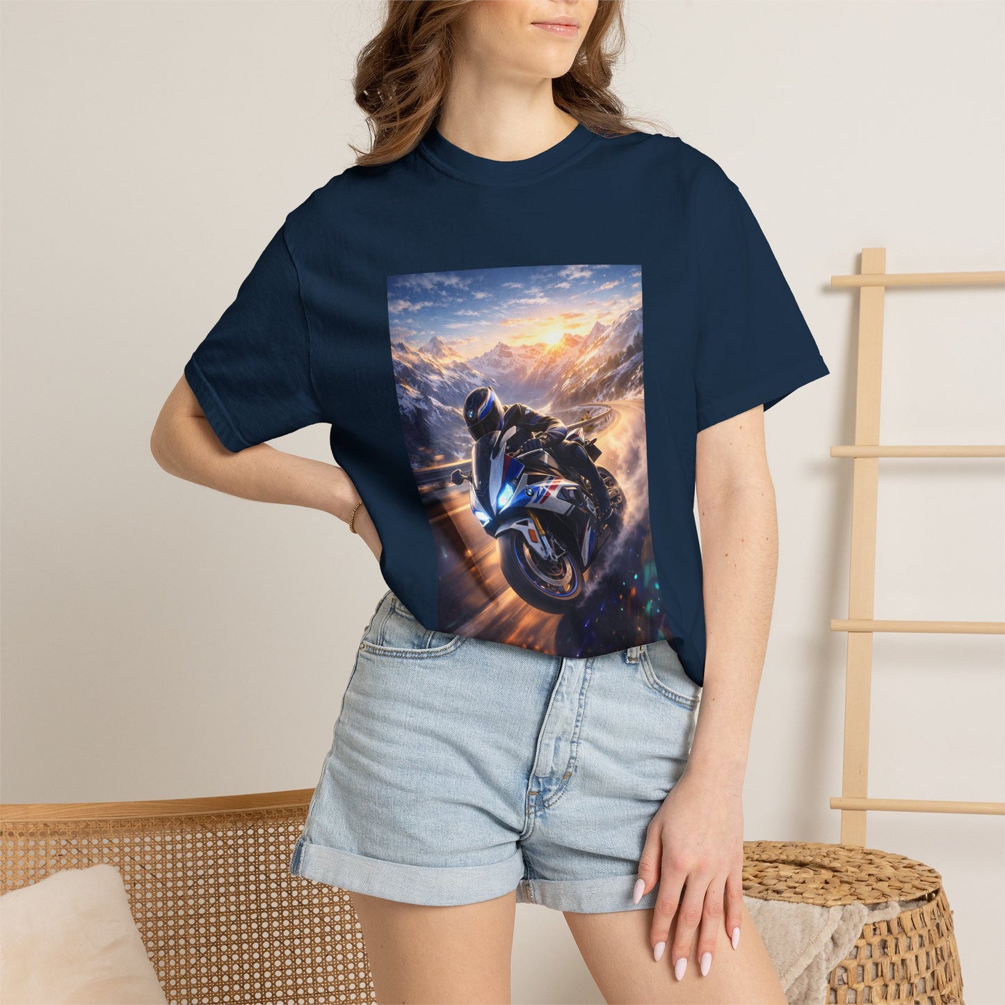 BMW S1000RR ALPINE GHOST RIDE - T‑Shirt — Sportbike Skyline Graphic Tee