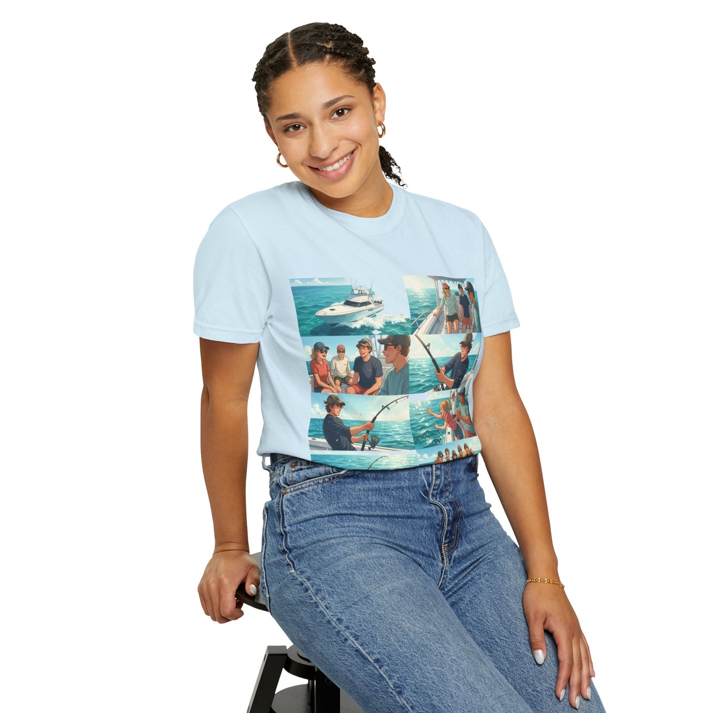 Deep Sea Energy (Friends Fishing Edition) Fishing Trip Photo Collage T-Shirt