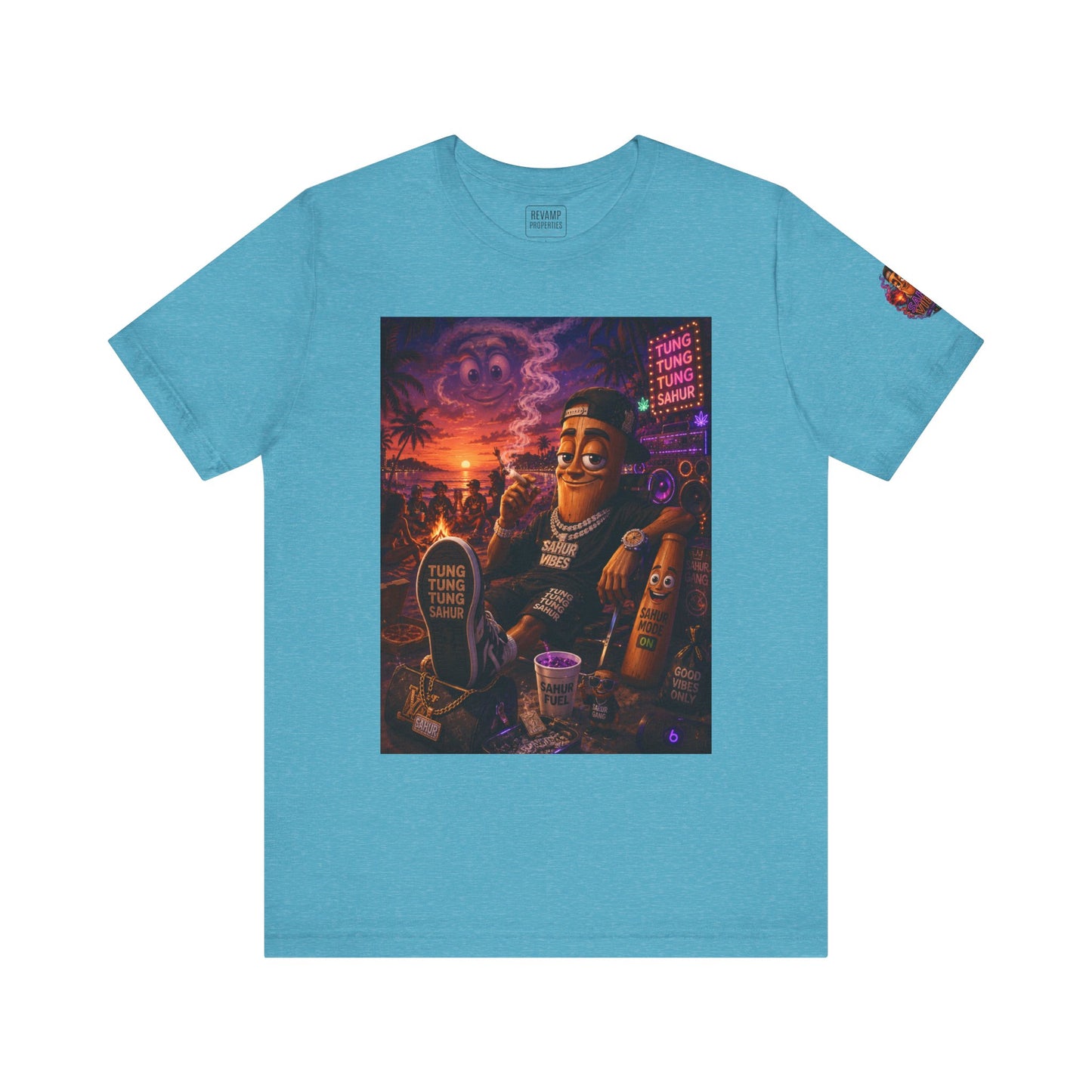 Tung Tung Tung Sahur Laid-Back Nightlife Graphic Tee — "Things Take Time" Urban Cartoon Design