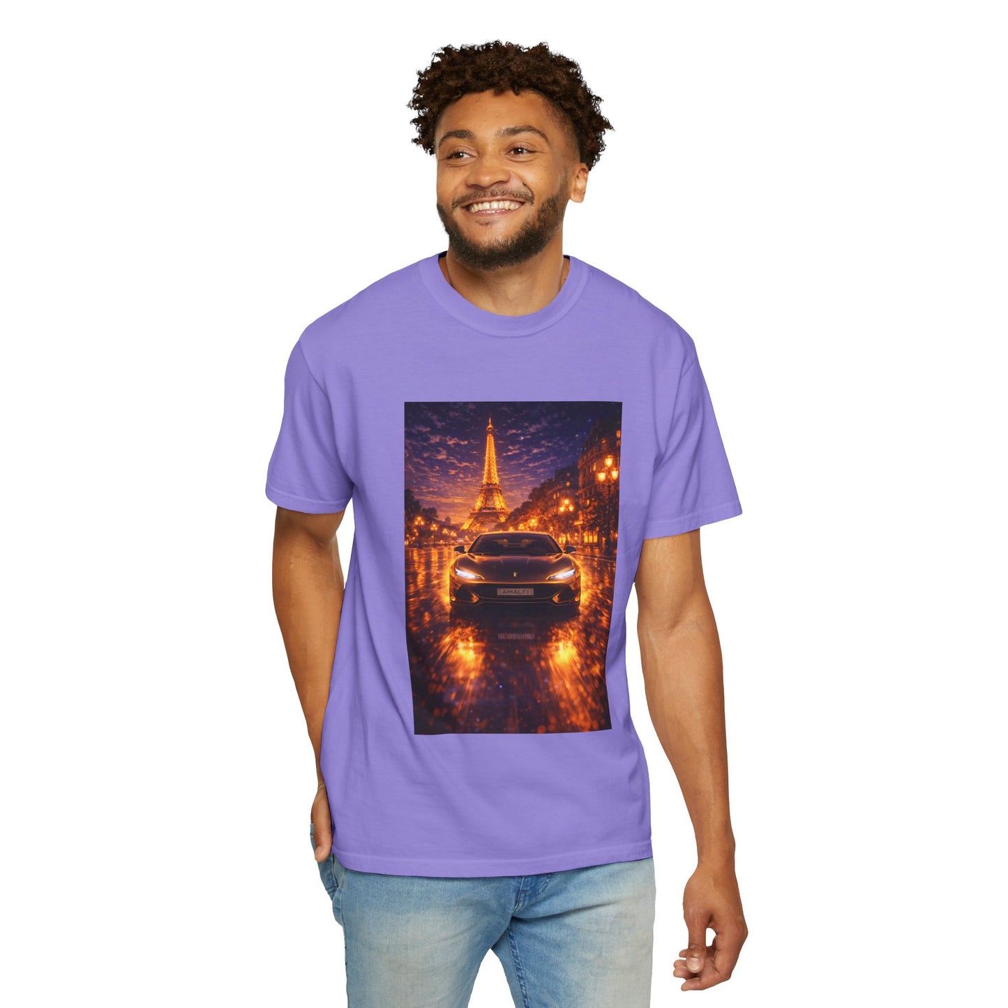 Paris Night Drive T-Shirt — Eiffel Tower Car Scene