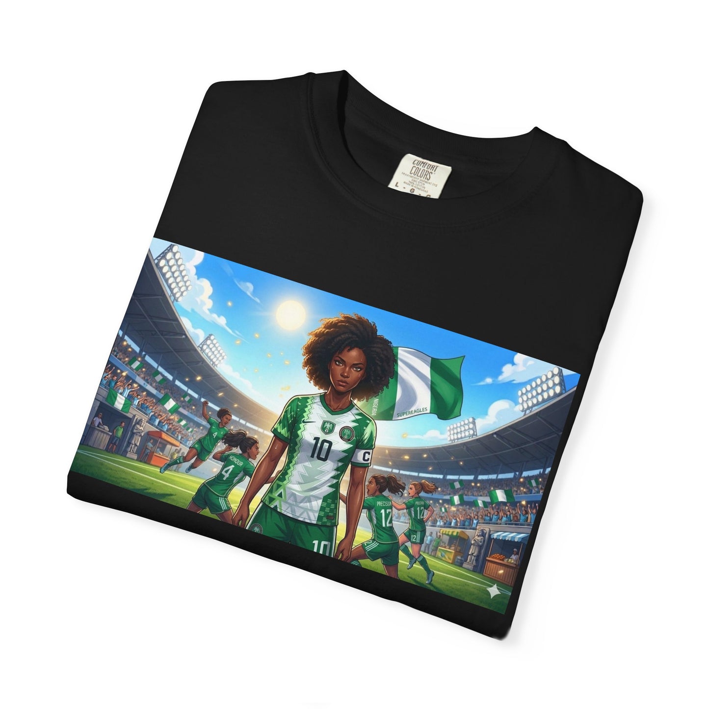 Commander- Female- Nigerian Soccer Player Stadium  - T-shirt - Graphic Tee