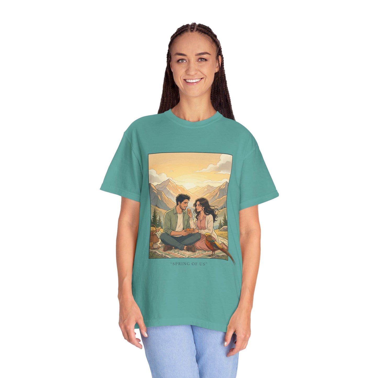 Couples Mountain Picnic T-Shirt — 'Opening Up' Scenic Graphic Tee