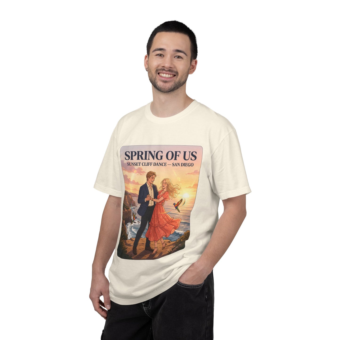 Spring of Us T‑Shirt — Sunset Cliff Dance San Diego Vintage Romance Tee