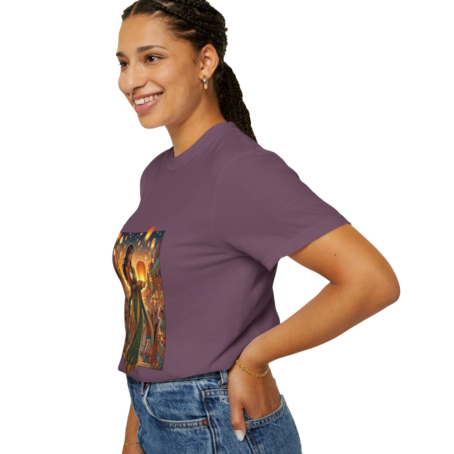 Diwali Lantern Festival T-Shirt — Indian Dancer with Floating Sky Lanterns