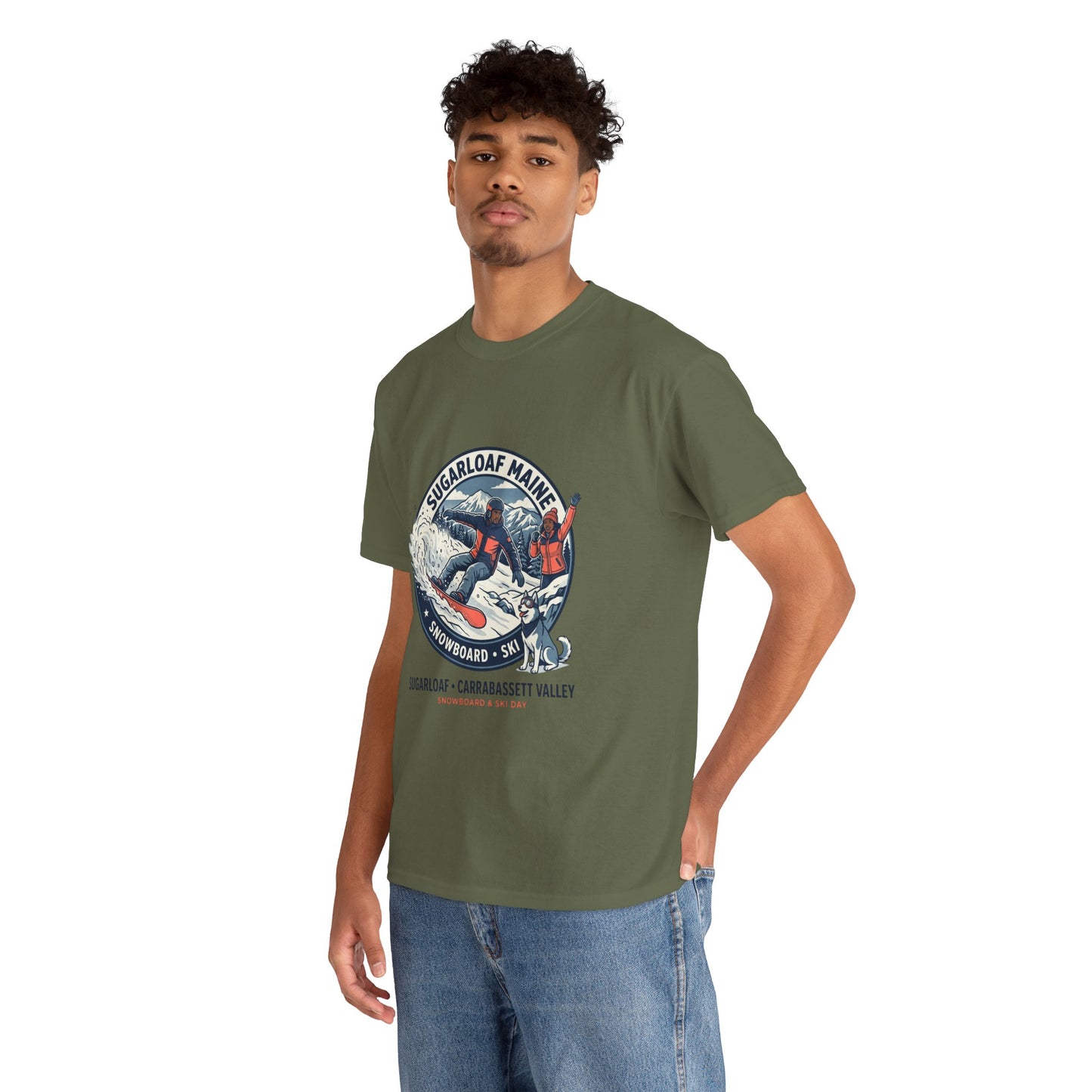 Sugarloaf Maine Snowboard & Ski T‑Shirt — Sugarloaf‑Carrabassett Valley Retro Graphic Tee