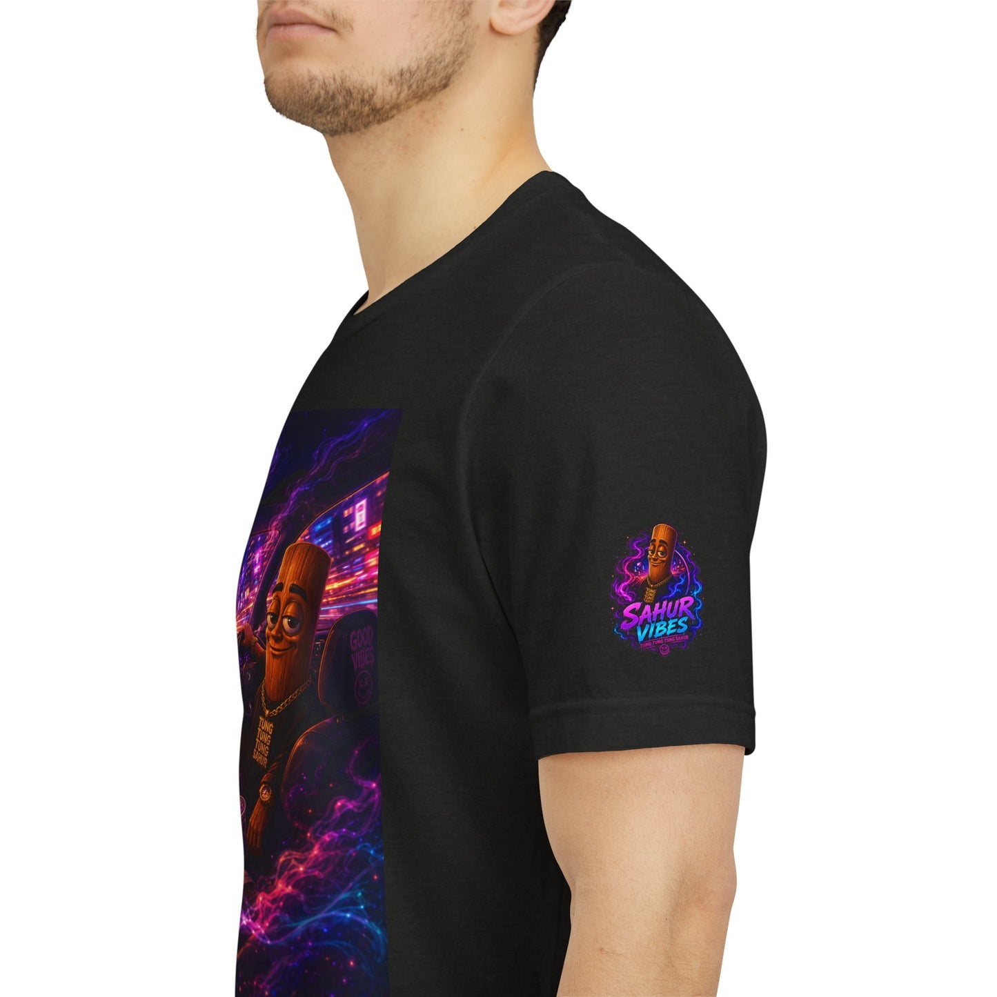 Tung Tung Tung Sahur Who Ride Like Us T-Shirt — Night Cruise Vaporwave Graphic Tee