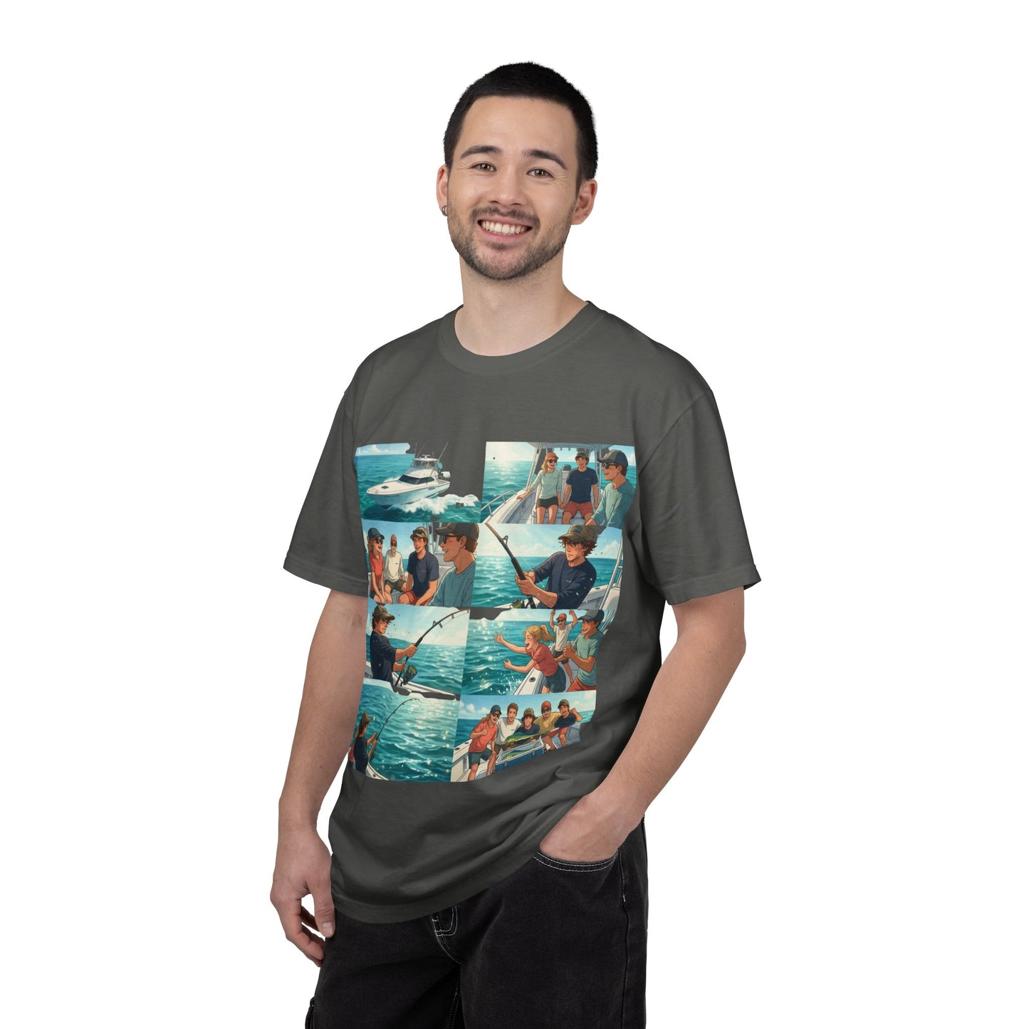 Deep Sea Energy (Friends Fishing Edition) Fishing Trip Photo Collage T-Shirt