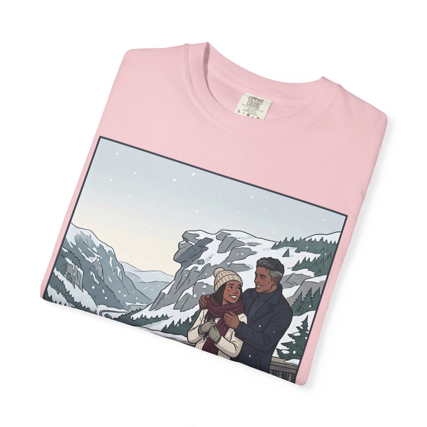 Franconia Notch NH Winter View T-Shirt — Scenic Couple & Husky Travel Tee