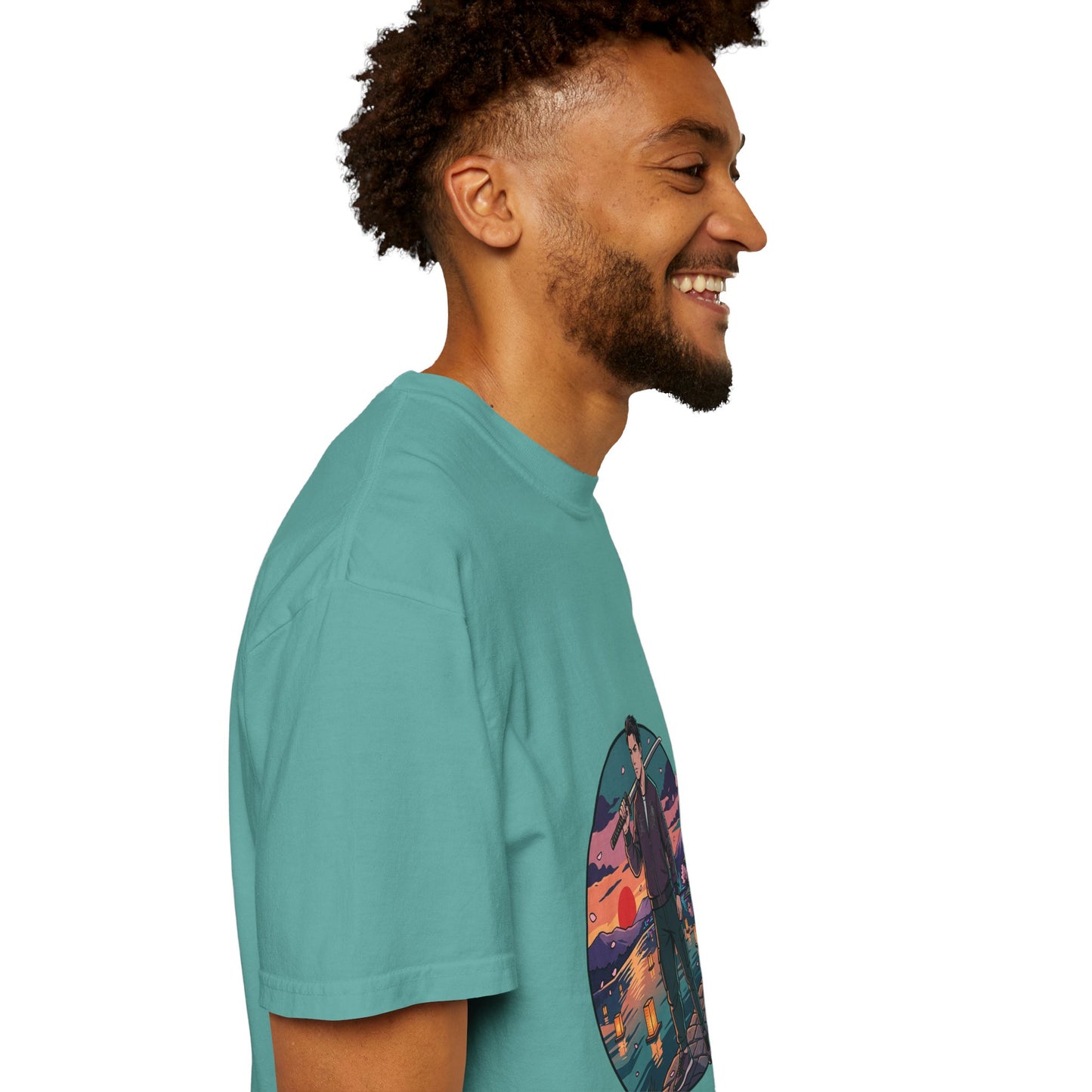 Vintage Night Harbor T-Shirt — Retro Sunset Fisherman Graphic Tee