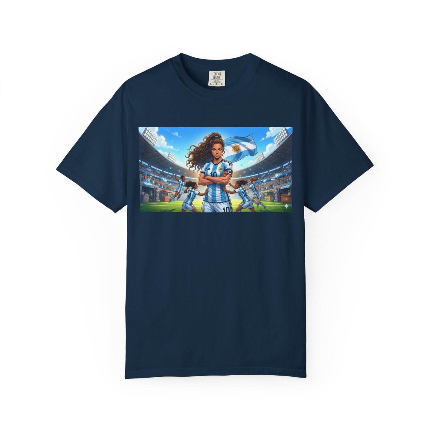 Argentina Soccer Heroine Stadium T-Shirt – Female Soccer Player Graphic Tee
