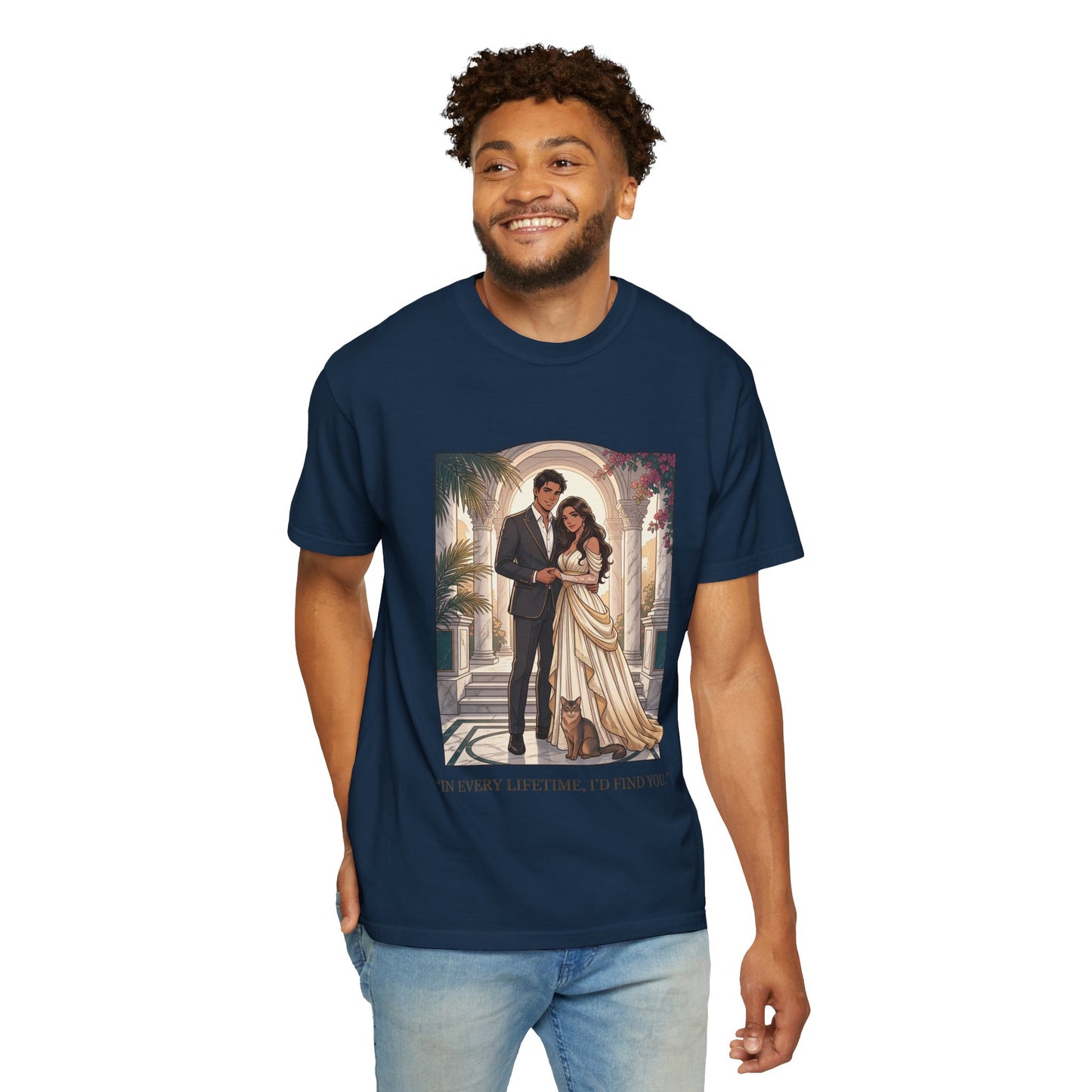 Romantic Vintage Wedding Portrait T-Shirt — "In Every Lifetime, I'd Find You"